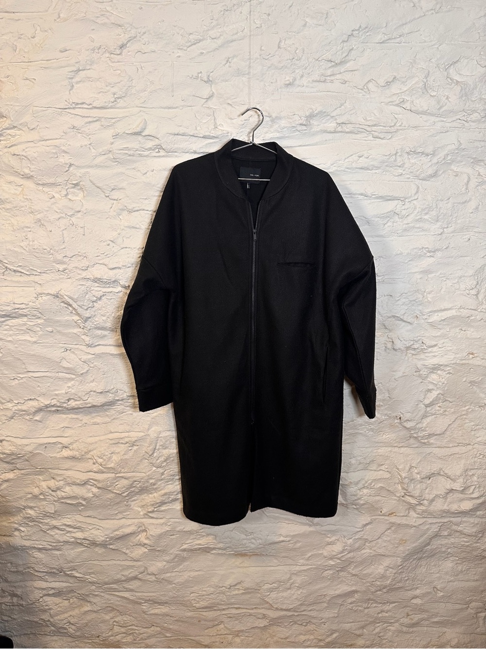 OAK + FORT Black Zip-Front Lightweight Shirt Jacket